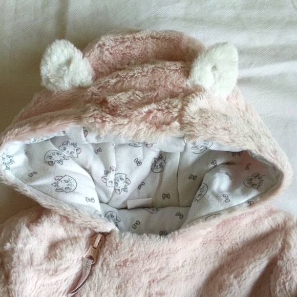 disney aristocats marie fluffy pink zip-up bunting suit 6-12 months baby girl - Picture 3 of 11
